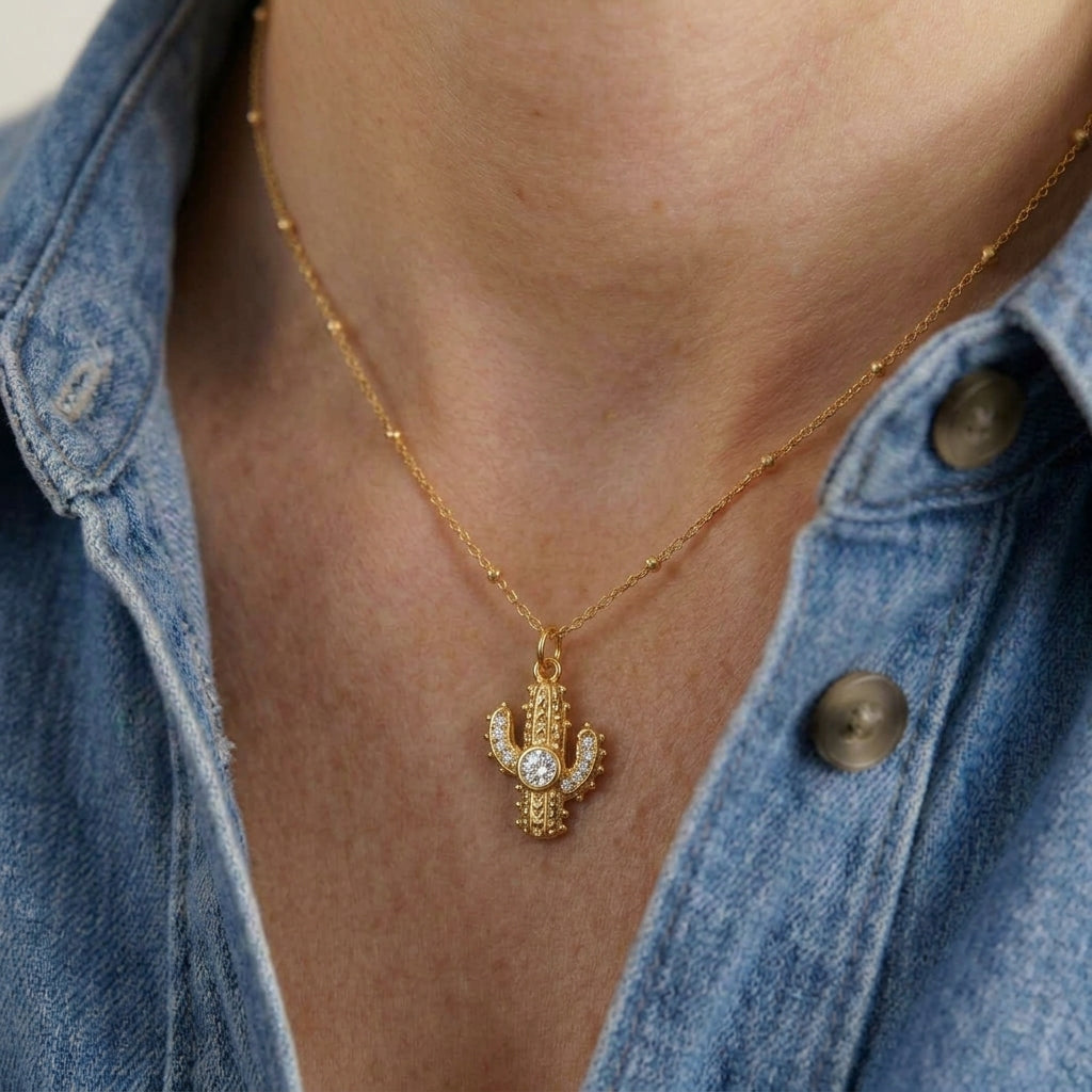 Gold Saguaro Charm