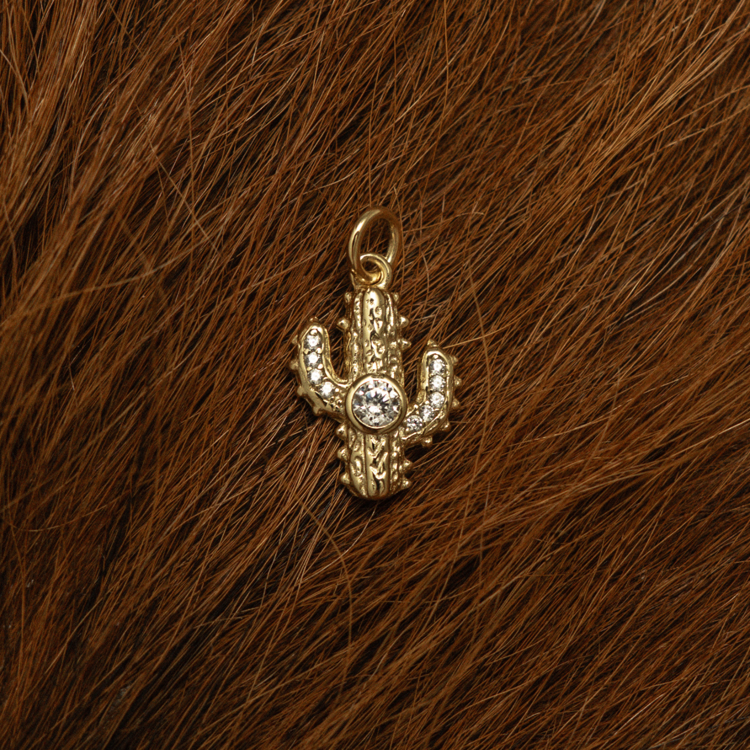 Gold Saguaro Charm