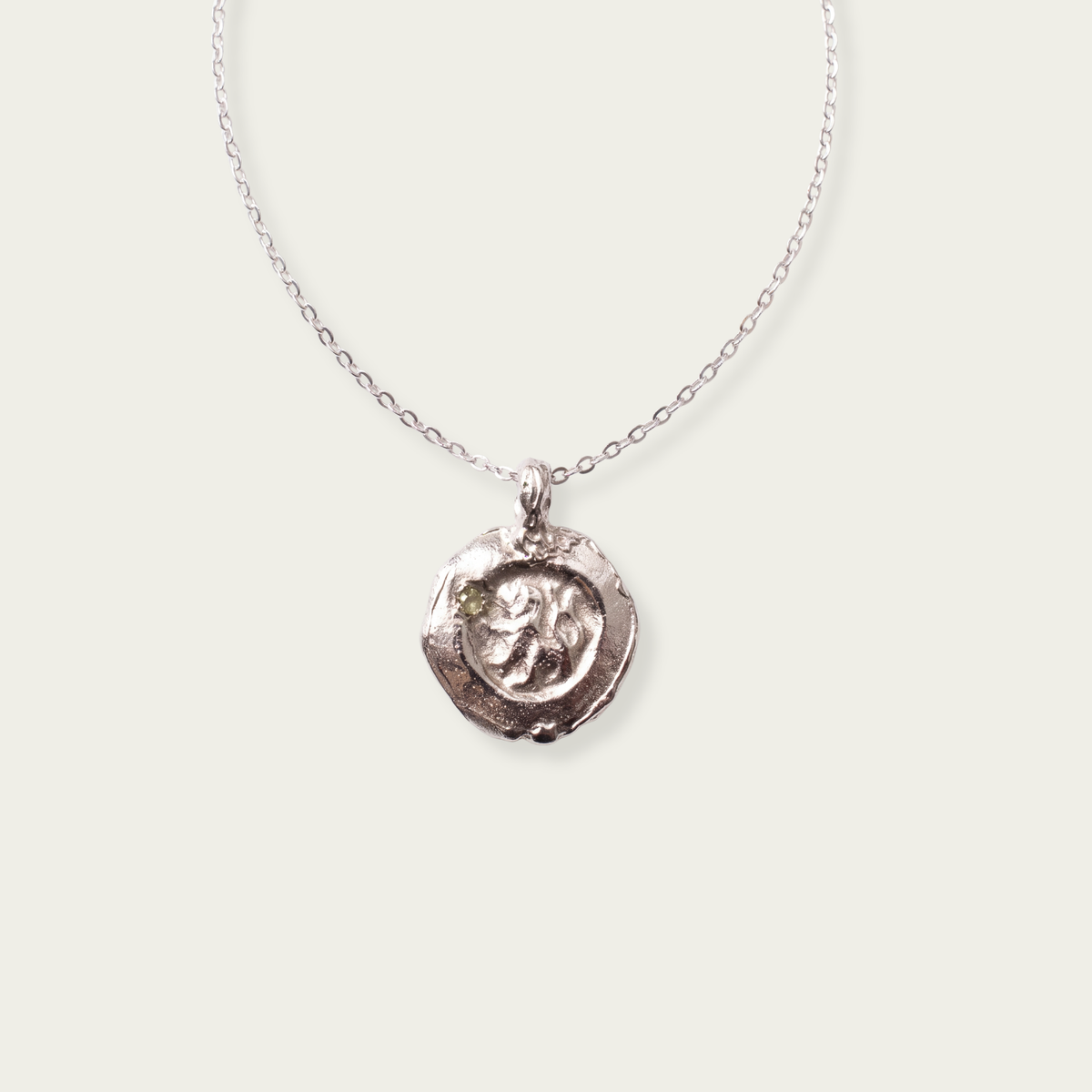 Evil Eye Moldavite Silver Amulett mit Moldavit, 925er Silber