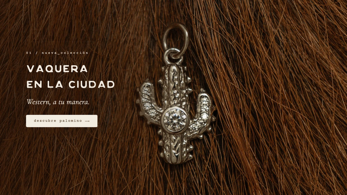 Vaquera en la ciudad – colección Palomino, colgante Saguaro